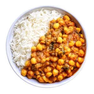 Cholle Chawal Rice Bowl (White Chickpea with Rice Bowl)