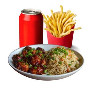 Chicken Manchurian and Fried Rice Bowl Meal