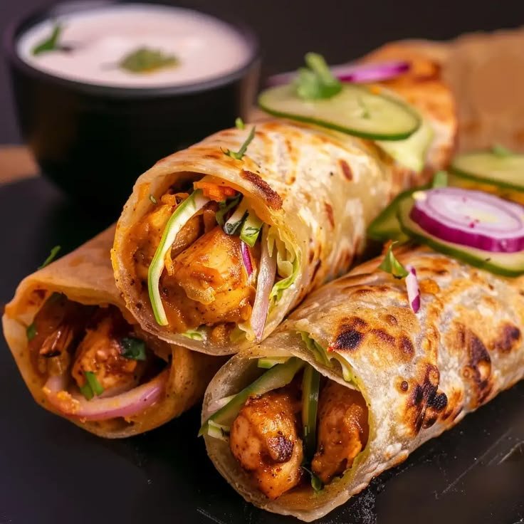 Achari Chicken Tikka Kathi Roll | Spicy & Flavorful Chicken Roll
